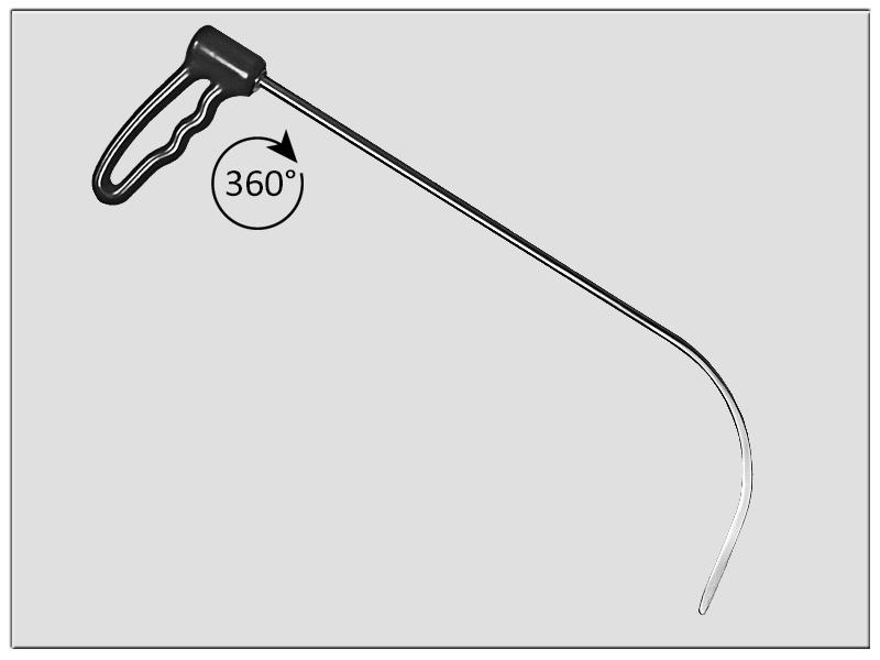 Drehgriffhebel Ø 7 mm, 450 mm lang, Spitze verlängert