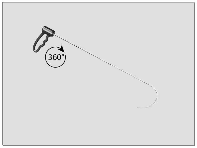 Drehgriffhebel Ø 7 mm, 510 mm lang,180° Bogen