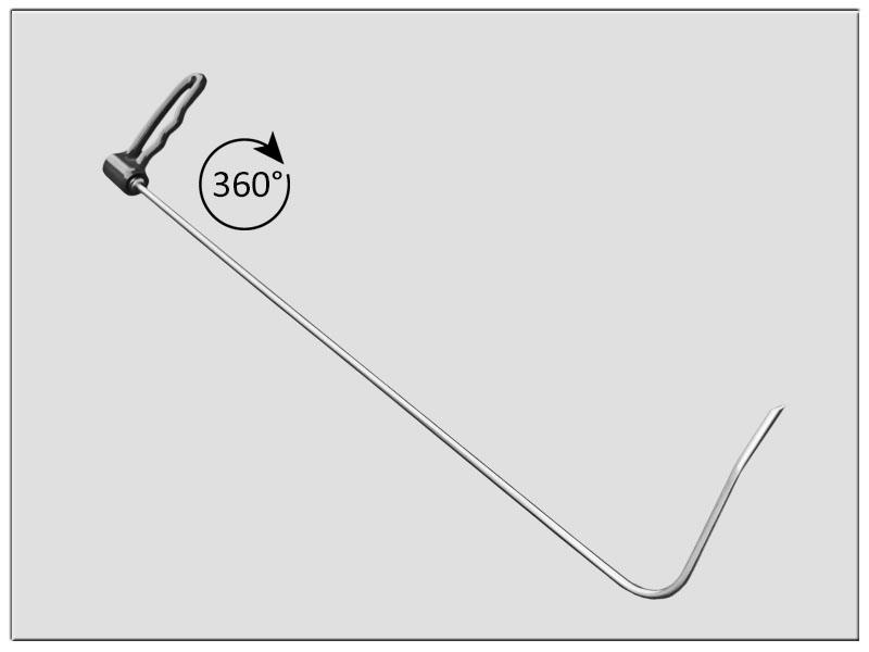 Drehgriffhebel Ø 8 mm, 700 mm lang, Spitze gedreht rechts 150 mm