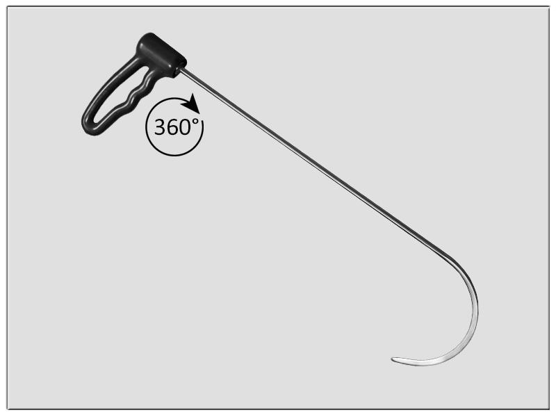 Drehgriffhebel Ø 7 mm, 510 mm lang,180° Bogen
